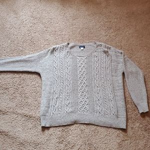 Basic Editions Gray Sweater with Pearl Accents